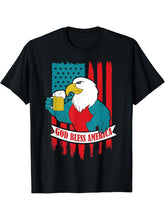 God Bless America Bald Eagle USA T-Shirt 180G 100% Cotton Printed Round Neck Short-Sleeve T-Shirt, Gifts for Men Dad Husband Grandpa, S-XXXL, Black