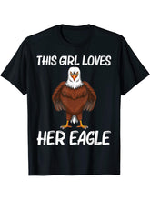 Cool Eagle Design For Girls Mom Bald Eagle Animal Bird Lover T-Shirt 180G 100% Cotton Printed Round Neck Short-Sleeve T-Shirt, Gifts for Men Dad Husband Grandpa, S-XXXL, Black