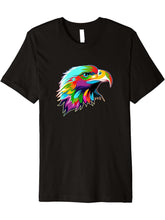 Funny Colorful Bald Eagle For Eagle Lovers ol Pop Art Style Premium T-Shirt 180G 100% Cotton Printed Round Neck Short-Sleeve T-Shirt, Gifts for Men Dad Husband Grandpa, S-XXXL, Black