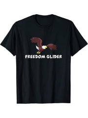freedom glider bald eagle funny renamed animals meme T-Shirt 180G 100% Cotton Printed Round Neck Short-Sleeve T-Shirt, Gifts for Men Dad Husband Grandpa, S-XXXL, Black