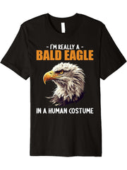 Bald Eagles Bald Eagle Premium T-Shirt 180G 100% Cotton Printed Round Neck Short-Sleeve T-Shirt, Gifts for Men Dad Husband Grandpa, S-XXXL, Black