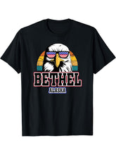 Bethel Alaska Bald Eagle USA America 4th of July Veterans T-Shirt 180G 100% Cotton Printed Round Neck Short-Sleeve T-Shirt, Gifts for Men Dad Husband Grandpa, S-XXXL, Black