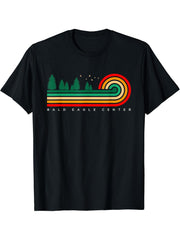 Evergreen Vintage Stripes Bald Eagle Center, Minnesota T-Shirt 180G 100% Cotton Printed Round Neck Short-Sleeve T-Shirt, Gifts for Men Dad Husband Grandpa, S-XXXL, Black