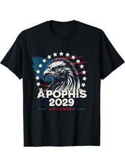 Bald Eagle Asteroid 99942 Apophis 2029 Save America T-Shirt 180G 100% Cotton Printed Round Neck Short-Sleeve T-Shirt, Gifts for Men Dad Husband Grandpa, S-XXXL, Black