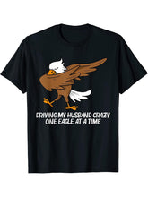 Cool Eagle For Women Mom Dabbing Bald Flying Animal T-Shirt 180G 100% Cotton Printed Round Neck Short-Sleeve T-Shirt, Gifts for Men Dad Husband Grandpa, S-XXXL, Black