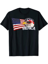 Funny Merica Bald Eagle USA American Flag Patriot Gift Ideas T-Shirt 180G 100% Cotton Printed Round Neck Short-Sleeve T-Shirt, Gifts for Men Dad Husband Grandpa, S-XXXL, Black