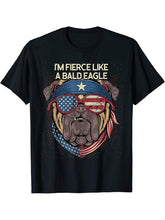 Im Fierce Like a Bald Eagle Proud American Honored USA T-Shirt 180G 100% Cotton Printed Round Neck Short-Sleeve T-Shirt, Gifts for Men Dad Husband Grandpa, S-XXXL, Black