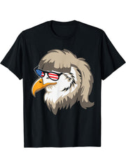 4th of July American Bald eagle flag- Independence Day T-Shirt 180G 100% Cotton Printed Round Neck Short-Sleeve T-Shirt, Gifts for Men Dad Husband Grandpa, S-XXXL, Black