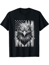 Distressed 4th of July American Flag Patriotic Bald Eagle T-Shirt 180G 100% Cotton Printed Round Neck Short-Sleeve T-Shirt, Gifts for Men Dad Husband Grandpa, S-XXXL, Black
