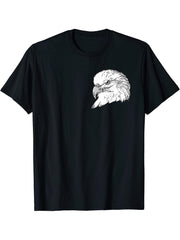 Bald Eagle American National Symbol Animal Patriotic Freedom T-Shirt 180G 100% Cotton Printed Round Neck Short-Sleeve T-Shirt, Gifts for Men Dad Husband Grandpa, S-XXXL, Black