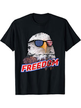 Distressed Independence Day T-shirt Bald Eagle Sunglasses 180G 100% Cotton Printed Round Neck Short-Sleeve T-Shirt, Gifts for Men Dad Husband Grandpa, S-XXXL, Black