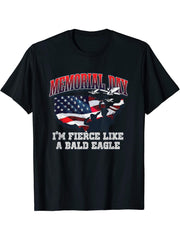 Im Fierce Like a Bald Eagle Proud American Honored USA T-Shirt 180G 100% Cotton Printed Round Neck Short-Sleeve T-Shirt, Gifts for Men Dad Husband Grandpa, S-XXXL, Black