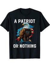 A Patriot or Nothing American Bald Eagle Patriotism T-Shirt 180G 100% Cotton Printed Round Neck Short-Sleeve T-Shirt, Gifts for Men Dad Husband Grandpa, S-XXXL, Black