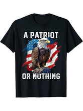 A Patriot or Nothing American Bald Eagle Patriotism T-Shirt 180G 100% Cotton Printed Round Neck Short-Sleeve T-Shirt, Gifts for Men Dad Husband Grandpa, S-XXXL, Black