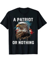 A Patriot or Nothing American Bald Eagle Patriotism T-Shirt 180G 100% Cotton Printed Round Neck Short-Sleeve T-Shirt, Gifts for Men Dad Husband Grandpa, S-XXXL, Black