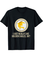 I Just Really Like Bald Eagles Okay T-Shirt 180G 100% Cotton Printed Round Neck Short-Sleeve T-Shirt, Gifts for Men Dad Husband Grandpa, S-XXXL, Black