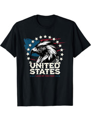 American Bald Eagle United States Land Of The Free Patriotic T-Shirt 180G 100% Cotton Printed Round Neck Short-Sleeve T-Shirt, Gifts for Men Dad Husband Grandpa, S-XXXL, Black