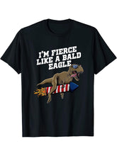 Im Fierce Like a Bald Eagle Proud American Honored USA T-Shirt 180G 100% Cotton Printed Round Neck Short-Sleeve T-Shirt, Gifts for Men Dad Husband Grandpa, S-XXXL, Black