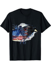 Cool Memorial Day Tshirt Veteran Bald Eagle Flag Tee 180G 100% Cotton Printed Round Neck Short-Sleeve T-Shirt, Gifts for Men Dad Husband Grandpa, S-XXXL, Black