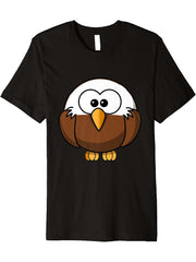 American Bald Eagle Cartoon Birdwatching Premium T-Shirt 180G 100% Cotton Printed Round Neck Short-Sleeve T-Shirt, Gifts for Men Dad Husband Grandpa, S-XXXL, Black
