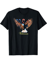 American veteran with bald eagle patriotic by Mortal Designs T-Shirt 180G 100% Cotton Printed Round Neck Short-Sleeve T-Shirt, Gifts for Men Dad Husband Grandpa, S-XXXL, Black
