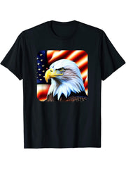 4th of July T-Shirt 180G 100% Cotton Printed Round Neck Short-Sleeve T-Shirt, Gifts for Men Dad Husband Grandpa, S-XXXL, Black