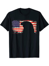 Bald Eagle American Flag Patriotic USA Flag T-Shirt 180G 100% Cotton Printed Round Neck Short-Sleeve T-Shirt, Gifts for Men Dad Husband Grandpa, S-XXXL, Black
