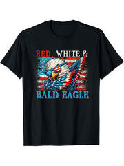 American Flag 4th of July Red White & Bald Eagle Dabbing T-Shirt 180G 100% Cotton Printed Round Neck Short-Sleeve T-Shirt, Gifts for Men Dad Husband Grandpa, S-XXXL, Black