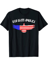 God Bless America Bald Eagle American Flag T-Shirt 180G 100% Cotton Printed Round Neck Short-Sleeve T-Shirt, Gifts for Men Dad Husband Grandpa, S-XXXL, Black