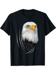 Boy Girl Funny Eagles Clothes From Inside Outfit Gift Bald Eagle T-Shirt 180G 100% Cotton Printed Round Neck Short-Sleeve T-Shirt, Gifts for Men Dad Husband Grandpa, S-XXXL, Black