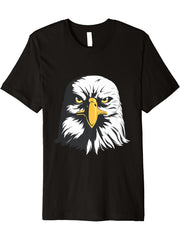 Bald Eagle. Inspirational. Eagles, Wildlife, Vintage Eagle Premium T-Shirt 180G 100% Cotton Printed Round Neck Short-Sleeve T-Shirt, Gifts for Men Dad Husband Grandpa, S-XXXL, Black