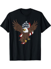 Bald Eagle American Flag Patriotic Graphics Bundle T-Shirt 180G 100% Cotton Printed Round Neck Short-Sleeve T-Shirt, Gifts for Men Dad Husband Grandpa, S-XXXL, Black