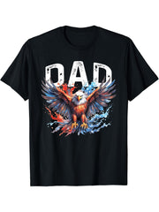 Dad Vintage USA Flag Bald Eagle Patriotic Tee 4th of July T-Shirt 180G 100% Cotton Printed Round Neck Short-Sleeve T-Shirt, Gifts for Men Dad Husband Grandpa, S-XXXL, Black
