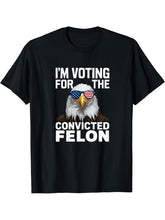 Bald Eagle Convicted Felon T-Shirt 180G 100% Cotton Printed Round Neck Short-Sleeve T-Shirt, Gifts for Men Dad Husband Grandpa, S-XXXL, Black