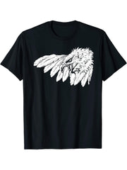 Eagle bald eagle motif bird of prey raptor design T-Shirt 180G 100% Cotton Printed Round Neck Short-Sleeve T-Shirt, Gifts for Men Dad Husband Grandpa, S-XXXL, Black