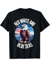 4th of July Boat Family Boating Party Bald Eagle Patriotic T-Shirt 180G 100% Cotton Printed Round Neck Short-Sleeve T-Shirt, Gifts for Men Dad Husband Grandpa, S-XXXL, Black