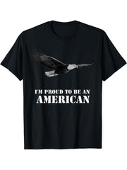 American Patriot Freedom Bald Eagle USA Flag Streetwear T-Shirt 180G 100% Cotton Printed Round Neck Short-Sleeve T-Shirt, Gifts for Men Dad Husband Grandpa, S-XXXL, Black