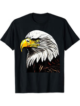 Bald Eagle American National Symbol Animal Patriotic Freedom T-Shirt 180G 100% Cotton Printed Round Neck Short-Sleeve T-Shirt, Gifts for Men Dad Husband Grandpa, S-XXXL, Black