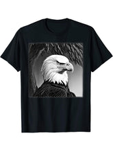 Bald Eagle American National Symbol Animal Patriotic Freedom T-Shirt 180G 100% Cotton Printed Round Neck Short-Sleeve T-Shirt, Gifts for Men Dad Husband Grandpa, S-XXXL, Black