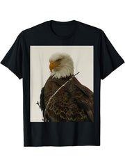 Bald Eagle Photography Art Work T-Shirt 180G 100% Cotton Printed Round Neck Short-Sleeve T-Shirt, Gifts for Men Dad Husband Grandpa, S-XXXL, Black