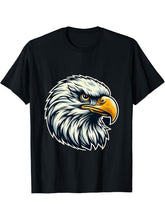 Cute American Bald Eagle Head Patriotic Design T-Shirt 180G 100% Cotton Printed Round Neck Short-Sleeve T-Shirt, Gifts for Men Dad Husband Grandpa, S-XXXL, Black