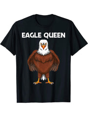 Cool Eagle Design For Women Mom Bald Eagle Animal Bird Lover T-Shirt 180G 100% Cotton Printed Round Neck Short-Sleeve T-Shirt, Gifts for Men Dad Husband Grandpa, S-XXXL, Black