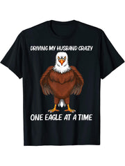 Cool Eagle Design For Women Mom Bald Eagle Animal Bird Lover T-Shirt 180G 100% Cotton Printed Round Neck Short-Sleeve T-Shirt, Gifts for Men Dad Husband Grandpa, S-XXXL, Black