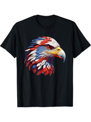 American Bald Eagle, American Pride T-Shirt 180G 100% Cotton Printed Round Neck Short-Sleeve T-Shirt, Gifts for Men Dad Husband Grandpa, S-XXXL, Black