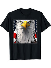 Bald Eagle Head American Flag National Animal Patriotic T-Shirt 180G 100% Cotton Printed Round Neck Short-Sleeve T-Shirt, Gifts for Men Dad Husband Grandpa, S-XXXL, Black