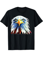Bald Eagle American National Symbol Animal Patriotic Freedom T-Shirt 180G 100% Cotton Printed Round Neck Short-Sleeve T-Shirt, Gifts for Men Dad Husband Grandpa, S-XXXL, Black