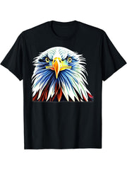 Bald Eagle American National Symbol Animal Patriotic Freedom T-Shirt 180G 100% Cotton Printed Round Neck Short-Sleeve T-Shirt, Gifts for Men Dad Husband Grandpa, S-XXXL, Black