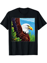 Bald Eagle American National Symbol Animal Patriotic Freedom T-Shirt 180G 100% Cotton Printed Round Neck Short-Sleeve T-Shirt, Gifts for Men Dad Husband Grandpa, S-XXXL, Black