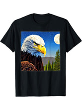 Bald Eagle American National Symbol Animal Patriotic Freedom T-Shirt 180G 100% Cotton Printed Round Neck Short-Sleeve T-Shirt, Gifts for Men Dad Husband Grandpa, S-XXXL, Black