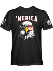 Cool Freedom Eagle USA Men' Patriotic T-Shirt 180G 100% Cotton Printed Round Neck Short-Sleeve T-Shirt, Gifts for Men Dad Husband Grandpa, S-XXXL, Black
